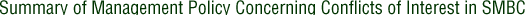 Summary of Management Policy Concerning Conflicts of Interest in SMBC