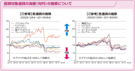 図説 投資対象通貨の為替(対円)の推移について