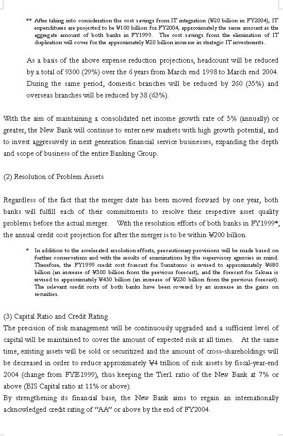 Merger Agreement between Sakura Bank and Sumitomo Bank  (1) (9/10) 
