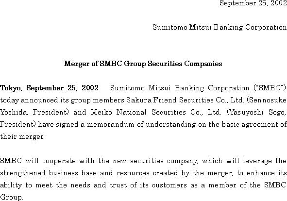 Merger of SMBC Group Securities Companies(1/1)