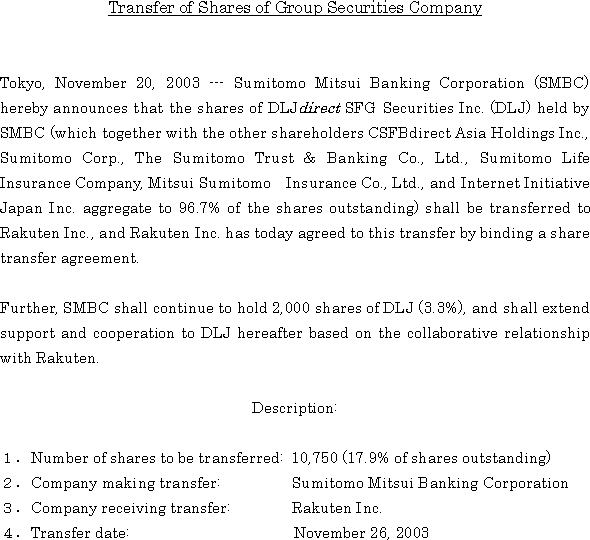 Transfer of Shares of Group Securities Company(1/1)