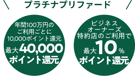 �v���`�i�v���t�@�[�h�N��100���~�̂����p���Ƃ�10,000�|�C���g�Ҍ��ő�40,000�|�C���g�Ҍ� �r�W�l�X�I�[�i�[�Y����X�̂����p�ōő�10���|�C���g�Ҍ�