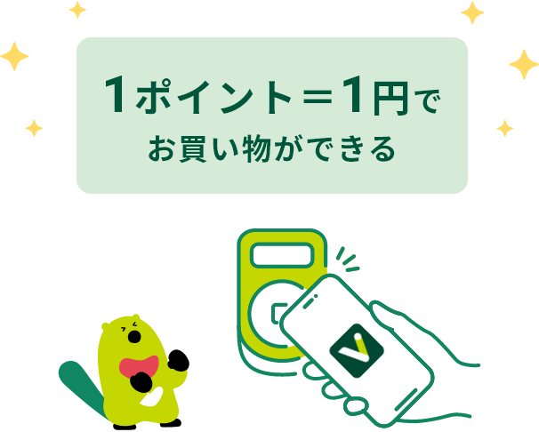 1ポイント=1円でお買い物ができる