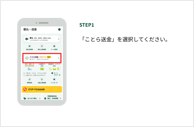 STEP1 �u���Ƃ瑗���v��I�����Ă��������B