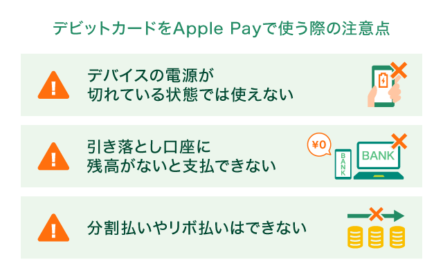 �f�r�b�g�J�[�h��Apple Pay�Ŏg���ۂ̒��ӓ_