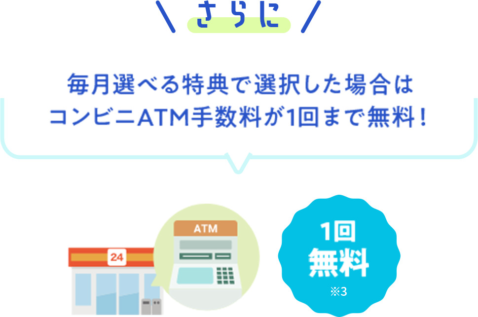 ����� �����I�ׂ���T�őI�������ꍇ�̓R���r�jATM�萔����1��܂Ŗ���!