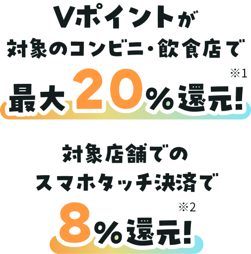 V�|�C���g���Ώۂ̃R���r�j�E���H�X�ōő�20���Ҍ��I��1�@�ΏۓX�܂ł̃X�}�z�^�b�`���ς�8���Ҍ��I��2