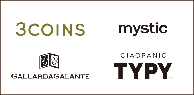 �u3COINS�v�A�umystic�v�A�uGALLARDAGALANTE�v�A�uCIAOPANIC TYPY�v�̃��S