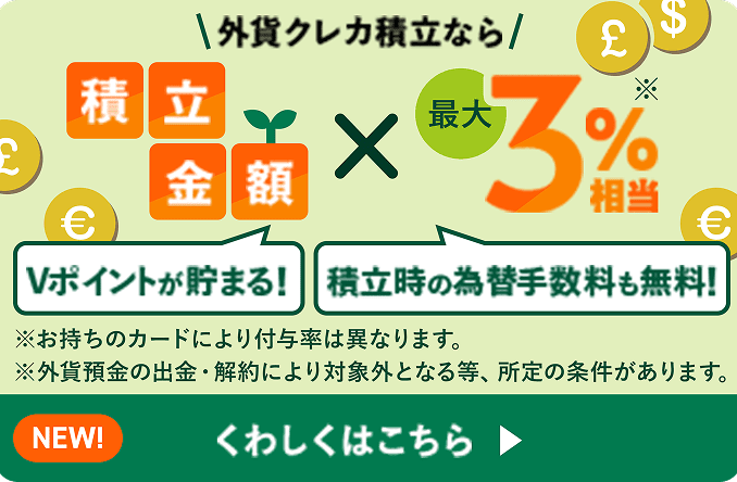 �O�݃N���J�ϗ��Ȃ�ϗ����z�~�ő�3�������� V�|�C���g�����܂�I�ϗ����̈ב֎萔���������I ���������̃J�[�h�ɂ��t�^���͈قȂ�܂��B���O�ݗa���̏o���E���ɂ��ΏۊO�ƂȂ铙�A����̏���������܂��BNEW�I ���킵���͂�����