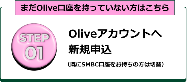 �܂�Olive�����������Ă��Ȃ����͂����� STEP01 Olive�A�J�E���g�֐V�K�\���i����SMBC�������������̕��͐ؑցj