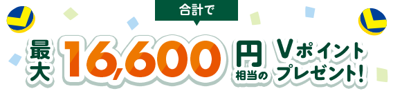 合計で最大16,600円相当のVポイントプレゼント!