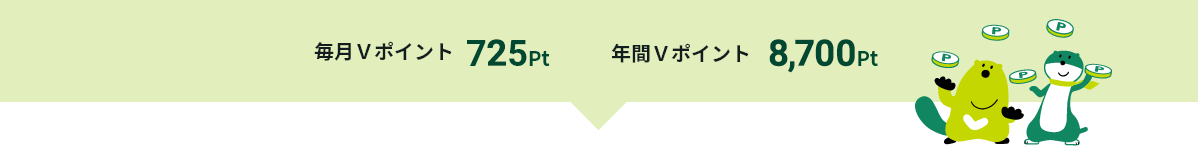 毎月Vポイント725Pt 年間Vポイント8,700Pt
