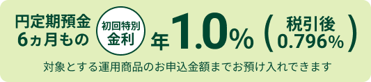 �~����a��6�������� ������ʋ��� �N1.0���i�ň���0.796���j �ΏۂƂ���^�p���i�̂��\�����z�܂ł��a������ł��܂�