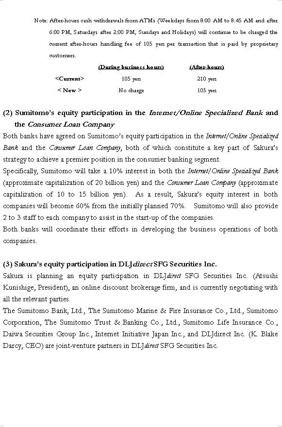 Action Plan for the Initial Phase of the Integration Process of the Strategic Alliance Between Sakura Bank and Sumitomo Bank (3/5) 