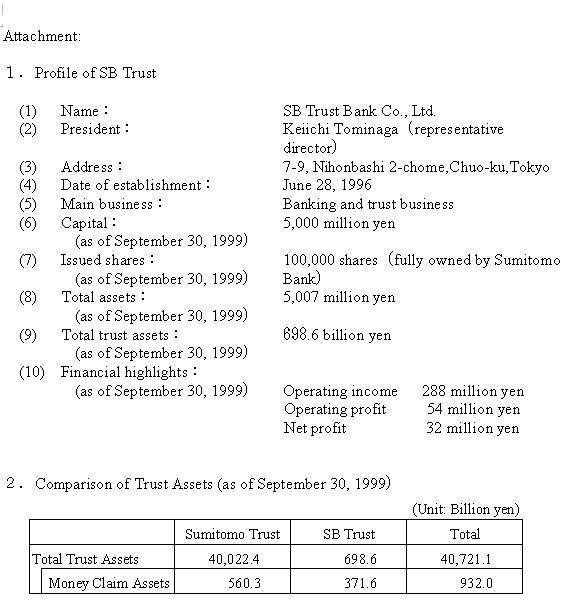 Transfer SB Trust Bank Co., Ltd. to The Sumitomo Trust & Banking Co., Ltd. (2/2) 