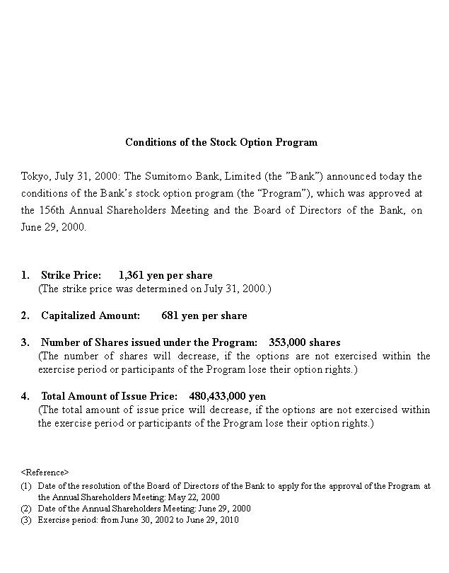 Conditions of the Stock Option Program