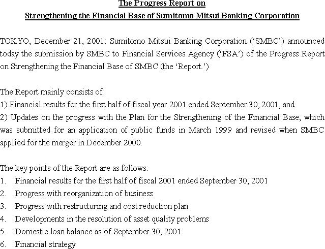 The Progress Report on Strengthening the Financial Base of Sumitomo Mitsui Banking Corporation(1/1)