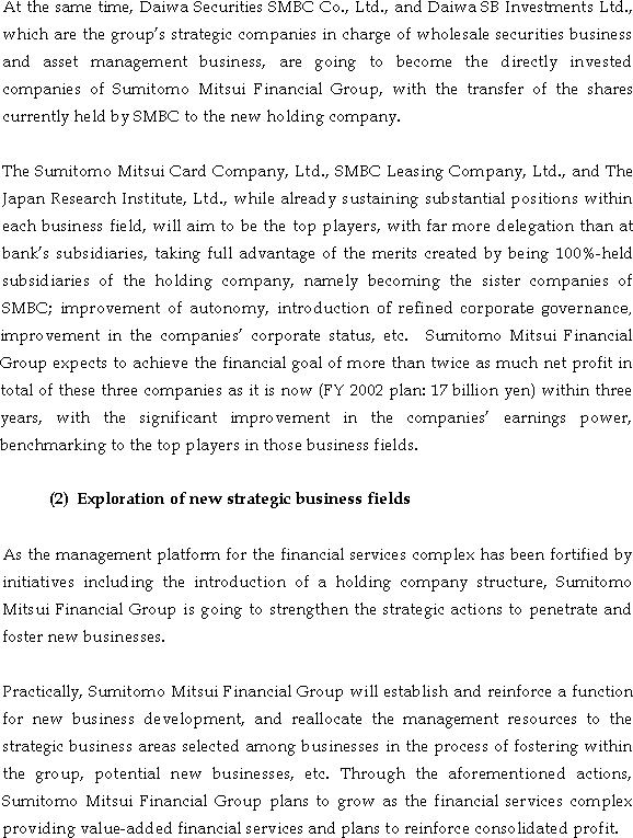 The Actions for Fortifying the Corporate Structure of Sumitomo Mitsui Banking Corporation Group(4/5)