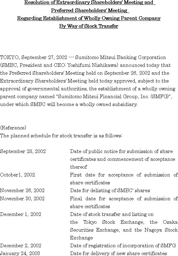 Resolution of Extraordinary Shareholders' Meeting and Preferred Shareholders' Meeting Regarding Establishment of Wholly Owning Parent Company By Way of Stock Transfer(1/1)